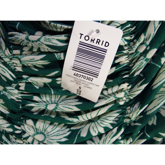 Torrid Tank Top Women 5X Green Stretch Mesh Cropped Shirred Cami NWT - Picture 4 of 7